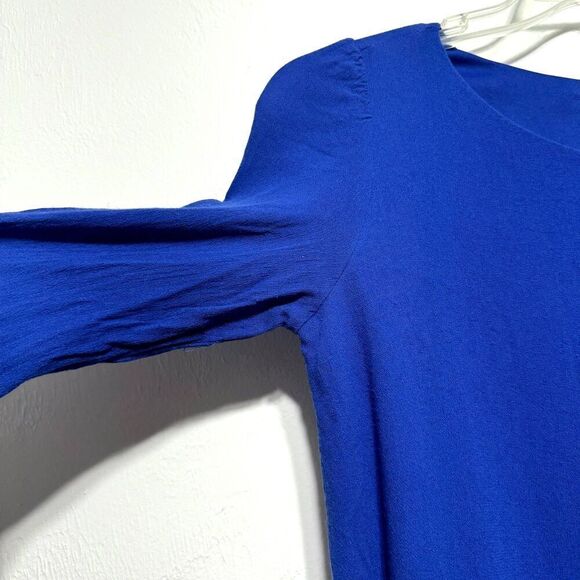 Honey Punch Shift Dress Blue Career Work Long Sleeves Modest Embroidery sz Small - Picture 3 of 8